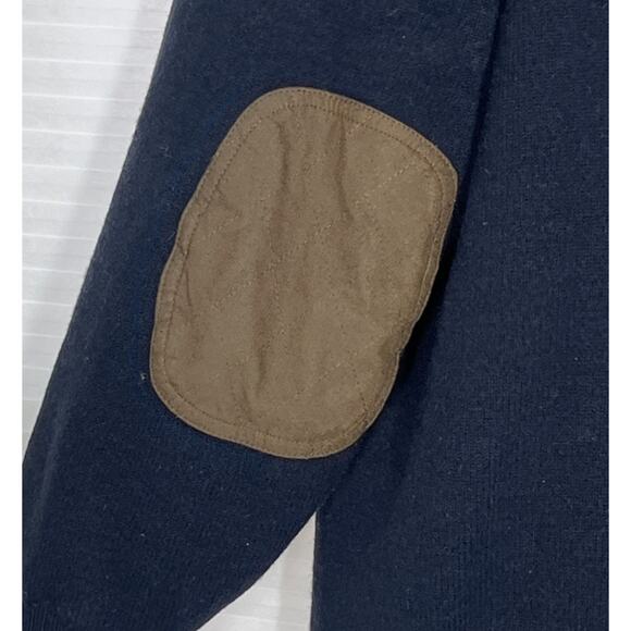 Orvis Wool Lined Windproof Sweater Mens XXL 1/4 Zip Navy Shoulder Patches Elbow - Picture 12 of 16